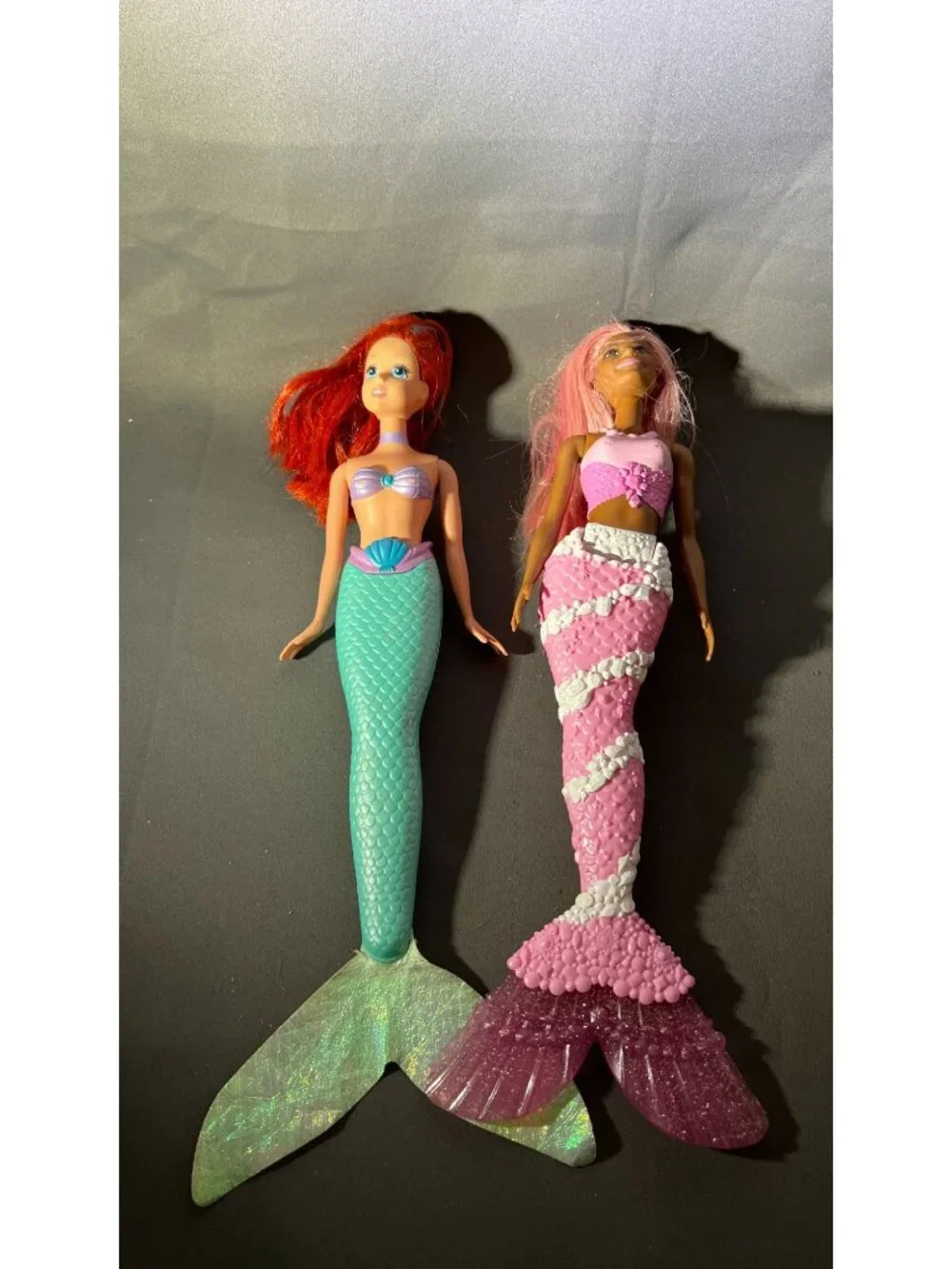 Mermaid Dolls Set With Red & Pink Hair And Glitter Tails